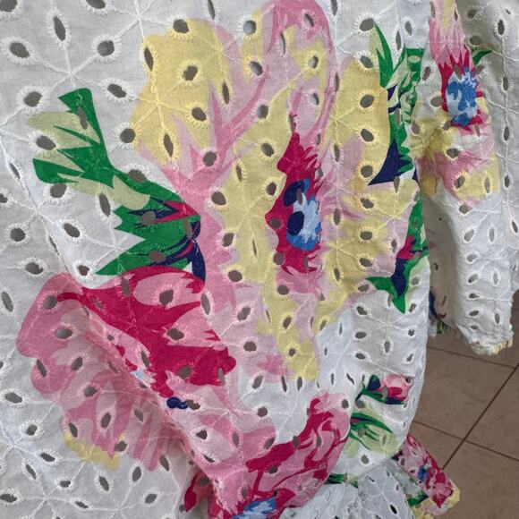 SLATE & WILLOW X RTR White Floral Eyelet Blouse Top Size L - Picture 8 of 10